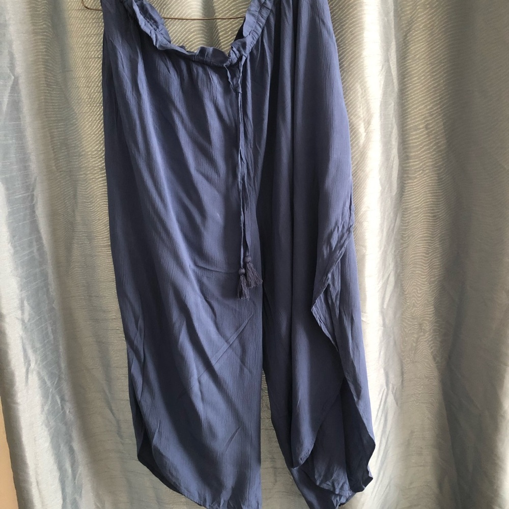 Joe Fresh Blue Wide Leg harem like pants - XL- elastic waist with pull strings